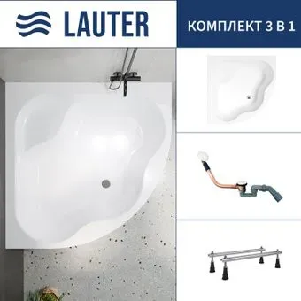 Lauter Majestica 150x150 21040150 (с ножками и сифоном 21Y11022 белый)