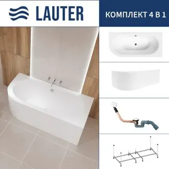 Lauter Bliss 150 P 21201052P (с каркасом, лицевым экраном белого цвета и сифоном 21Y11022 белый)