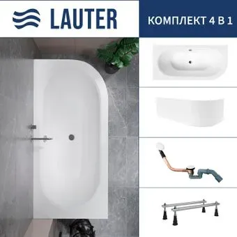 Lauter Bliss 150 L 21201051L (с ножками, лицевым экраном белого цвета и сифоном 21Y11022 белый)