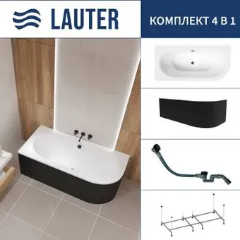 Lauter Bliss 150 L 21201051L (с каркасом, лицевым экраном черного цвета и сифоном 21Y32001 матовый черный)