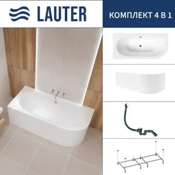 Lauter Bliss 150 L 21201051L (с каркасом, лицевым экраном белого цвета и сифоном 21Y31002 белый)