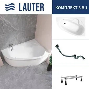 Lauter Valencia 150x100 2102150R (с ножками и сифоном 21Y32001 матовый черный)