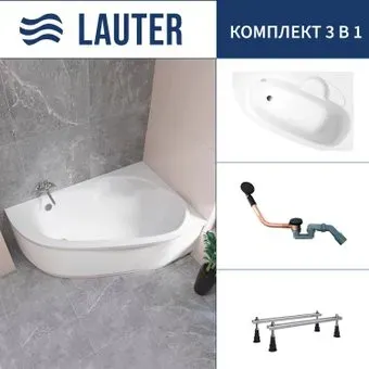 Lauter Valencia 150x100 2102150R (с ножками и сифоном 21Y11021 матовый черный)