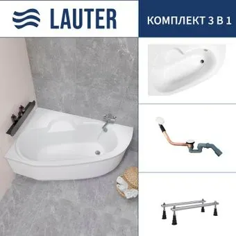 Lauter Valencia 150x100 2102150L (с ножками и сифоном 21Y11022 белый)