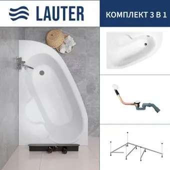 Lauter Valencia 150x100 2102150L (с каркасом и сифоном 21Y11022 белый)
