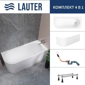 Lauter Monaco 170x72.5 2113170R (с ножками, лицевым экраном и сифоном 21Y11022 белый)