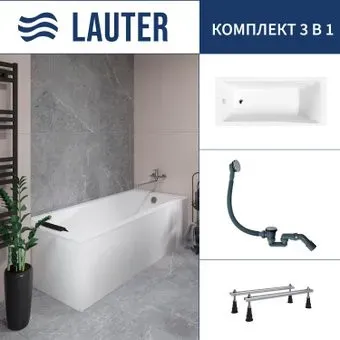 Lauter Aurora 180x80 21010080 (с ножками и сифоном 21Y31000 хром)