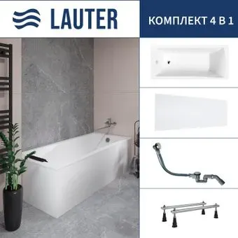 Lauter Aurora 170x75 21010075 (с ножками, лицевым экраном и сифоном 21Y32000 хром)