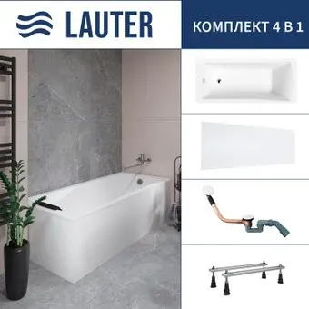 Lauter Aurora 170x75 21010075 (с ножками, лицевым экраном и сифоном 21Y11022 белый)