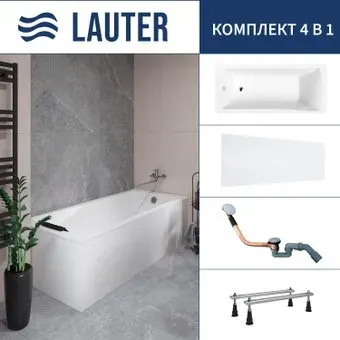 Lauter Aurora 170x75 21010075 (с ножками, лицевым экраном и сифоном 21Y11020 хром)