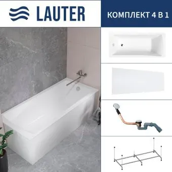 Lauter Aurora 170x75 21010075 (с каркасом, лицевым экраном и сифоном 21Y11030 хром)