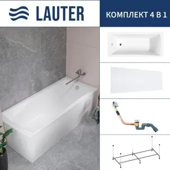 Lauter Aurora 170x75 21010075 (с каркасом, лицевым экраном и сифоном 21Y11010 хром)