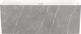 Wellsee Pure BY Wellsee 166x77 230705001 (отдельностоящая ванна белый глянец/мат. серый мрамор, экран, ножки, сифон-автомат хром)