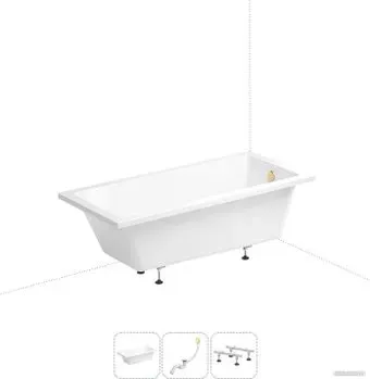 Wellsee FreeDom 150x80 231101008 (встраиваемая ванна белый глянец, ножки, сифон-автомат золото)