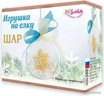Санта Лючия Елочное украшение Шар 9х15 см 3269 Со снежинкой