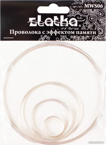 Zlatka Проволока с эффектом памяти MWS06 d 0.6 мм (4 шт, №02 серебро)