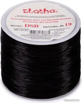 Zlatka Эластомерный нить (спандекс) DSB d 1 мм 100 м (№19 черный)