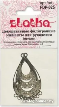 Zlatka Филигранные элементы FDP-025 3.4 см капля (4 шт, античная бронза)