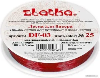 Zlatka Леска для бисера DF-03 d 0.3 мм 100 м (№25 красный)