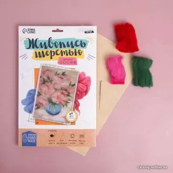 Школа талантов Живопись шерстью. Пионы в вазе 7107457