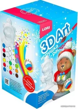 Lori 3D Art. Игрушка-раскраска. Новогодний мишка Ир-030