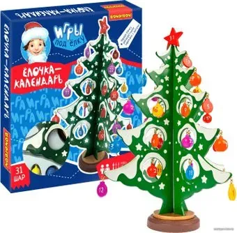 Bondibon Деревянная елочка-календарь 3D с игрушками ВВ5173