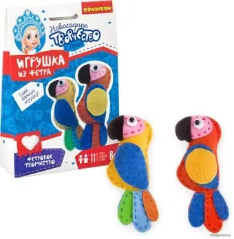 Bondibon Елочные игрушки из фетра своими руками. Попугаи ВВ3089