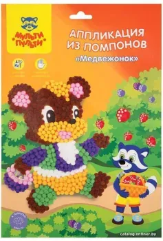 Мульти-пульти Аппликация из помпонов. Медвежонок PC_21936