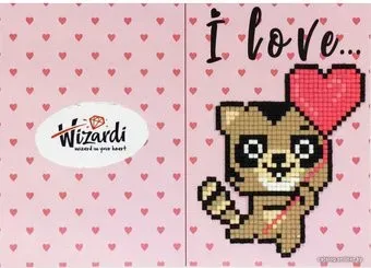 Wizardi Открытка. Я Люблю Тебя Енот Wc0398
