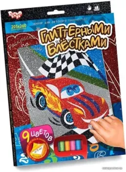 Danko Toys Раскраска глитерными блестками по номерам. Гонка РГН-02-02