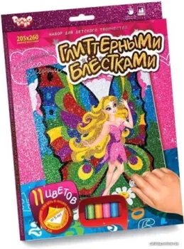 Danko Toys Раскраска глитерными блестками по номерам. Фея РГН-02-05