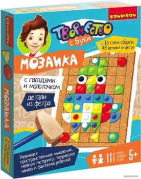 Bondibon Мозаика с гвоздями и молоточком. Веселые картинки ВВ5334