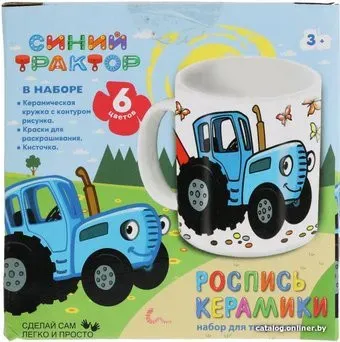 MultiArt Кружка для росписи Синий трактор 100MUG-STR